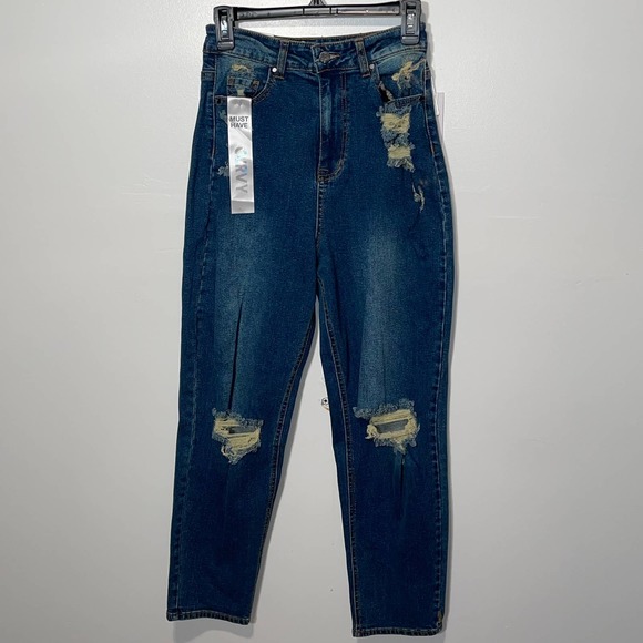 Tinseltown Juniors' Ripped mom Jeans sz 5 - Picture 2 of 9